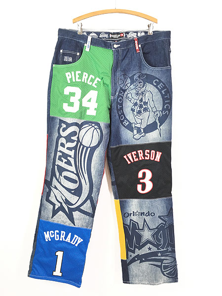 NBA デニム パンツ ジーンズ チーム 刺繍 nba jeans denim