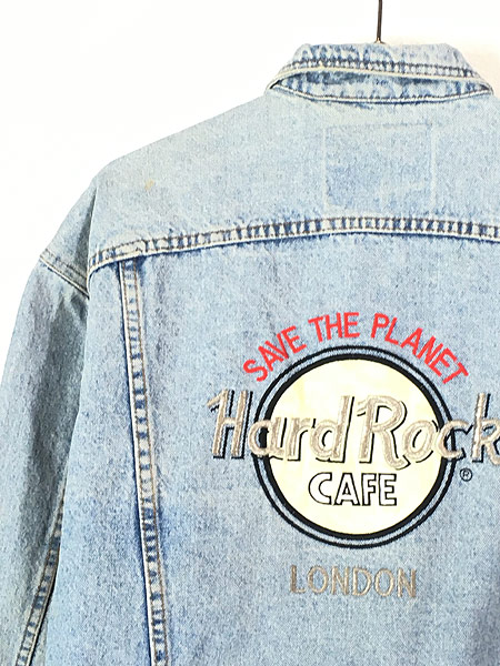 古着 90s Hard Rock Cafe 「LONDON」 BIG ロゴ ハードロックカフェ デニム ジャケット S 古着 - 古着 通販  ヴィンテージ　古着屋 Dracaena ドラセナ