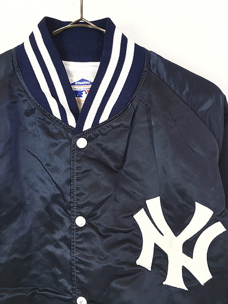 古着 80s USA製 MLB NY Yankees ヤンキース 光沢 サテン スタジャン 
