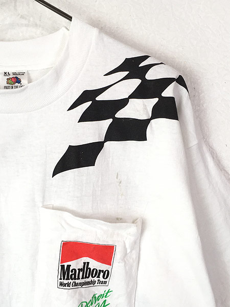 古着 90s USA製 Marlboro F1 チェッカー フラッグ ポケット Tシャツ ポケT XL 古着① - 古着 通販 ヴィンテージ　古着屋  Dracaena ドラセナ