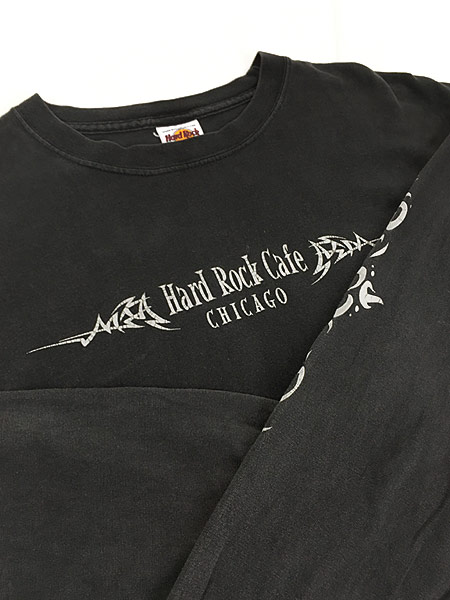古着 90s Hard Rock Cafe トライバル ロング ハードロック Tシャツ ロンT 黒 XL位 古着