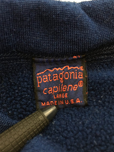 古着 80s USA製 Patagonia CAPILENE フリース ヘンリーネック インナー シャツ L 古着