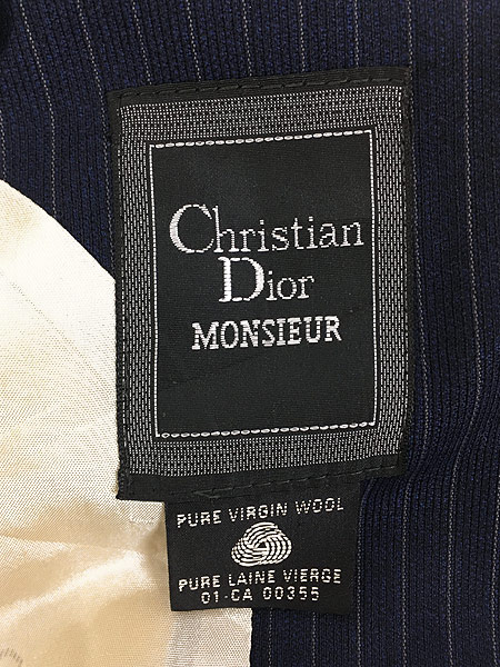 古着 90s Christian Dior MONSIEUR ストライプ テーラード ジャケット  スラックス セットアップ 42 古着 古着  通販 ヴィンテージ 古着屋 Dracaena ドラセナ