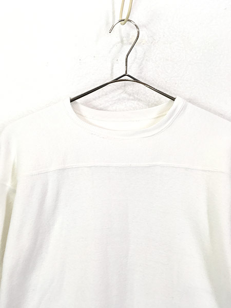 [2] 古着 60-70s ソリッド ヘビー コットン フットボール Tシャツ 白 XL位 古着