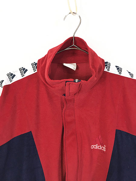 古着 90s adidas EQUIPMENT ロゴテープ ベロア ジャージ トップ XXL