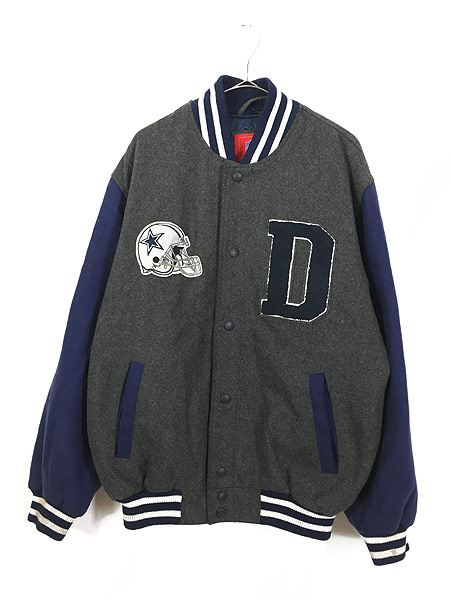 古着 NFL Dallas Cowboys 両面 パッチ ウール スタジャン ブルゾン M