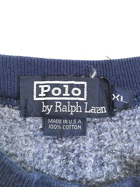 古着 90s USA製 Polo Ralph Lauren ワンポイント ヘビー スウェット 
