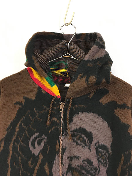 古着 エクアドル製 BOB MARLEY レゲエ ラスタ シャギー ニット