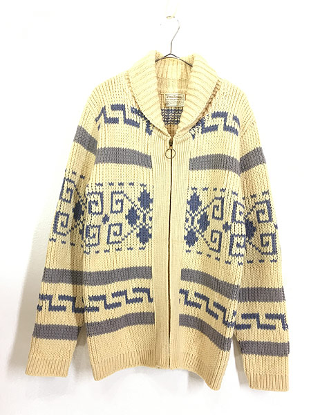 70年代 ペンドルトン PENDLETON HIGH GRADE WESTERN WEAR ネイティブ柄 ショールカラー ウールニットフルジップセーター USA製 メンズXL ヴィンテージ /eaa374106