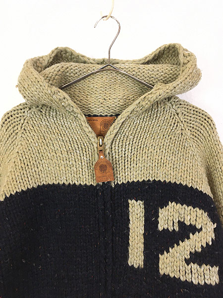 古着 Canada製 Canadian Sweater 「NY」 フーデッド ハンド ニット 