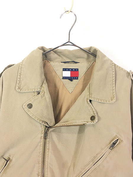 古着 90s TOMMY HILFIGER コットン キャンバス ダブル ライダース