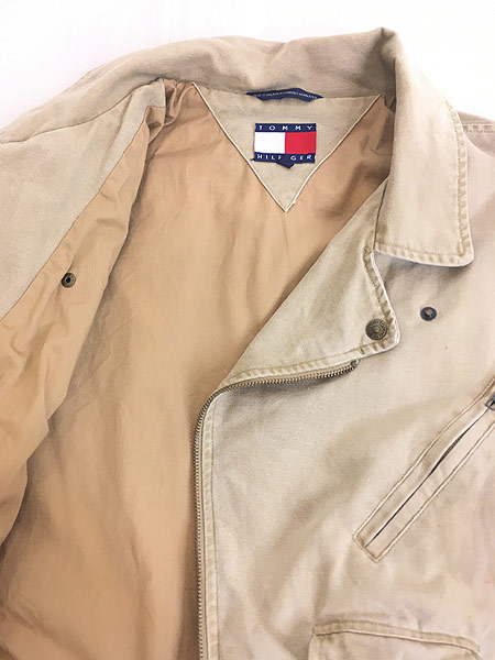 古着 90s TOMMY HILFIGER コットン キャンバス ダブル ライダース