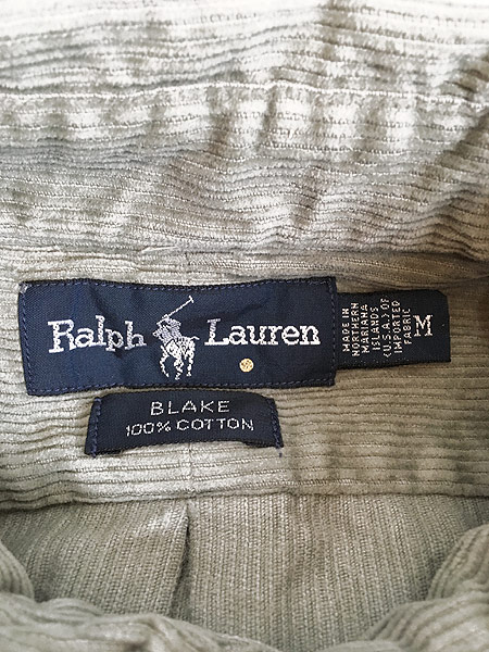 古着 90s Ralph Lauren 「BLAKE」 ワンポイント 太畝 コーデュロイ BD