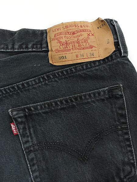 古着 00s Levi's 501 ブラック デニム パンツ ジーンズ ストレート W35