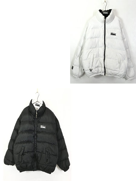 古着 90s FIRST DOWN 白×黒 リバーシブル ナイロン シェル ダウン ジャケット XXL 古着【30off】 - 古着 通販  ヴィンテージ　古着屋 Dracaena ドラセナ