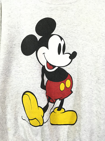 古着 90s USA製 Disney Mickey ミッキー スウェット トレーナー グレー