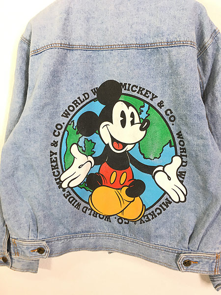 古着 90s Disney Mickey ミッキー BIG プリント デニム ジャケット Gジャン M位 古着 - 古着　通販　 ヴィンテージ古着屋のドラセナ