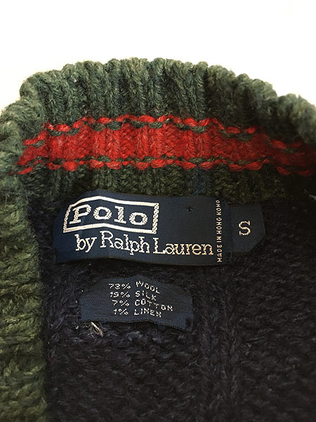 古着 Polo Ralph Lauren Vネック シルク リネン ウール スクール