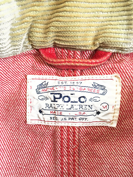 古着 80s USA製 Polo Ralph Lauren 白タグ カラー デニム ワーク