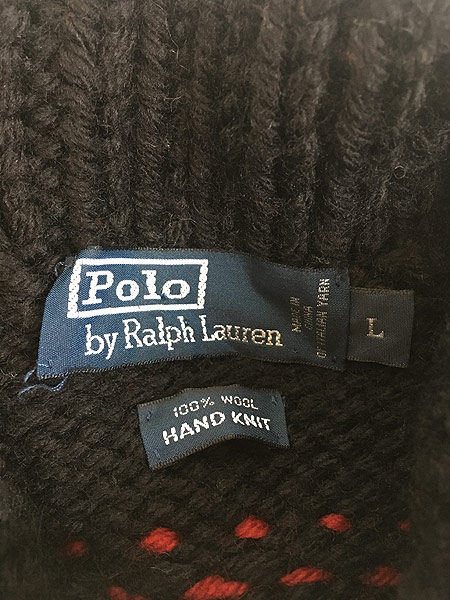 古着 Polo Ralph Lauren ネイティヴ 総柄 ショールカラー カウチン