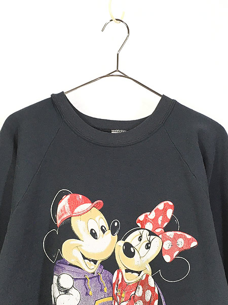 古着 90s Usa製 Disney Mickey ミッキー ミニー キャラクター スウェット トレーナー 黒 Xl 古着 古着 通販 ヴィンテージ古着屋のドラセナ