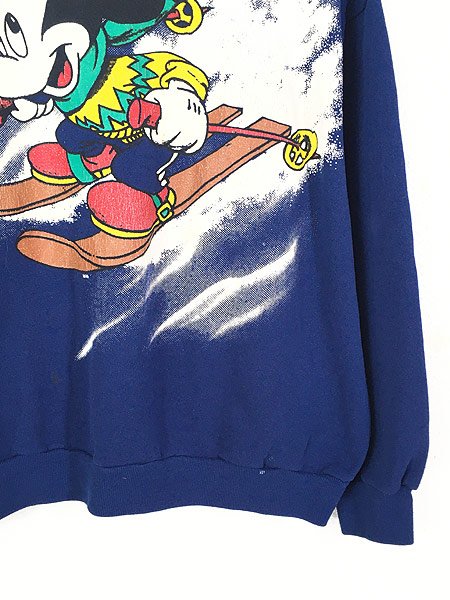 古着 90s USA製 Disney Mickey ミッキー スキー キャラクター スウェット トレーナー XL 古着 - 古着 通販 ヴィンテージ　 古着屋 Dracaena ドラセナ