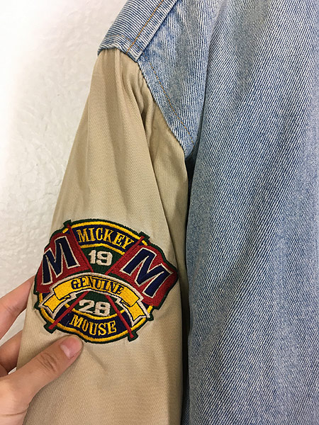 古着 90s Disney Mickey Mouse ミッキー 刺しゅう パデット 