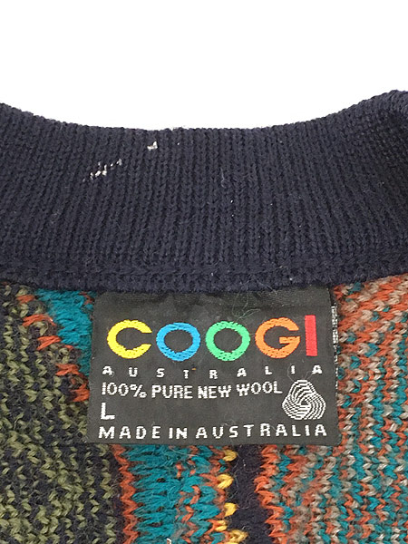 古着 Australia製 COOGI 3D カラフル ランダム ストライプ ウール