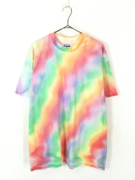 ビンテージ 80s メッシュ コットン チェック Tシャツ パステル
