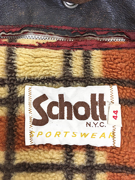 きれい Schott レザーハンティングジャケット タータンチェック裏地