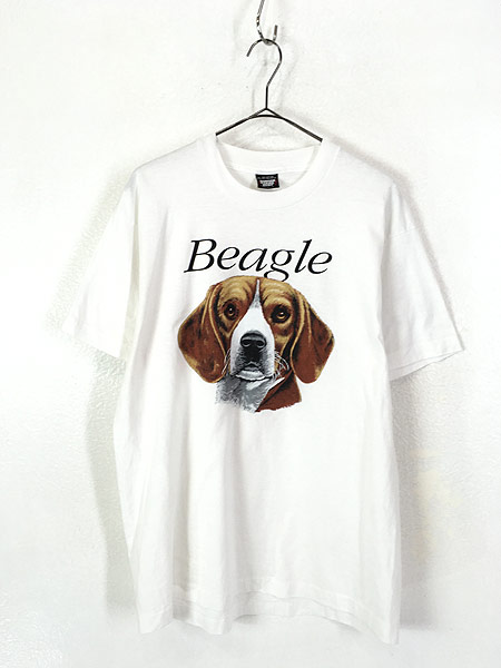古着 90s USA製 「Beagle」 ビーグル イヌ 犬 アニマル プリント コットン Tシャツ XL 古着 古着 通販 ヴィンテージ 古着屋  Dracaena ドラセナ