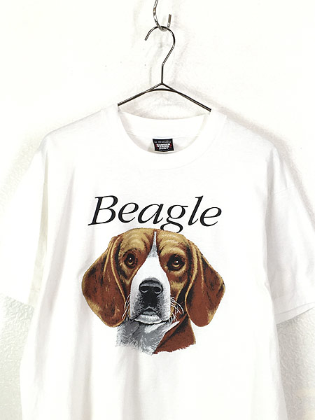 古着 90s USA製 「Beagle」 ビーグル イヌ 犬 アニマル プリント コットン Tシャツ XL 古着 - 古着 通販 ヴィンテージ 古着屋  Dracaena ドラセナ