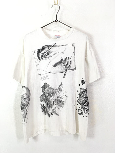 90s USA製 M.C.ESCHER エッシャー XL ロンT Tシャツ-