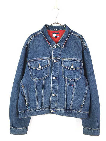 古着 90s TOMMY HILFIGER JEANS トミー ロゴ 刺しゅう デニム ジャケット Gジャン XL 古着【30off】 - 古着 通販  ヴィンテージ　古着屋 Dracaena ドラセナ