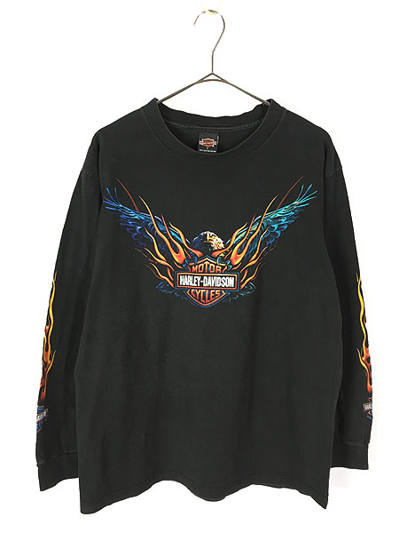 HARLEY-DAVIDSON 長袖Tシャツ サイドロゴ イーグル 古着 - 通販