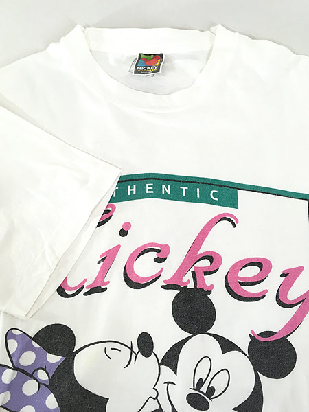 古着 90s USA製 Disney Mickey Minnie ミッキー ミニー BIG プリント キャラクター Tシャツ XL 古着 - 古着  通販 ヴィンテージ　古着屋 Dracaena ドラセナ