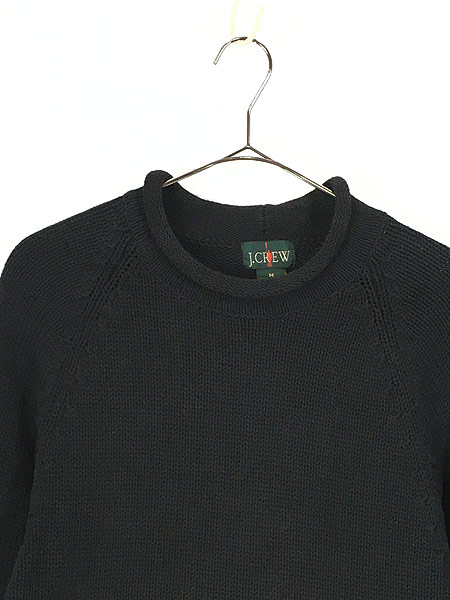 古着 80s J Crew ブラック ソリッド ロールネック コットン ニット