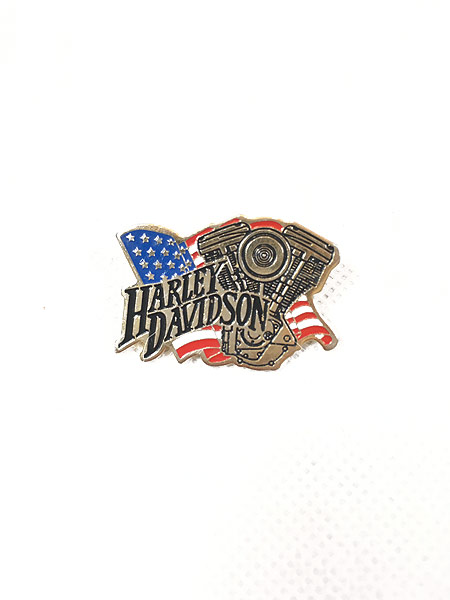 雑貨 古着 HARLEY DAVIDSON ハーレー モーター ドクロ ピンバッジ 3点