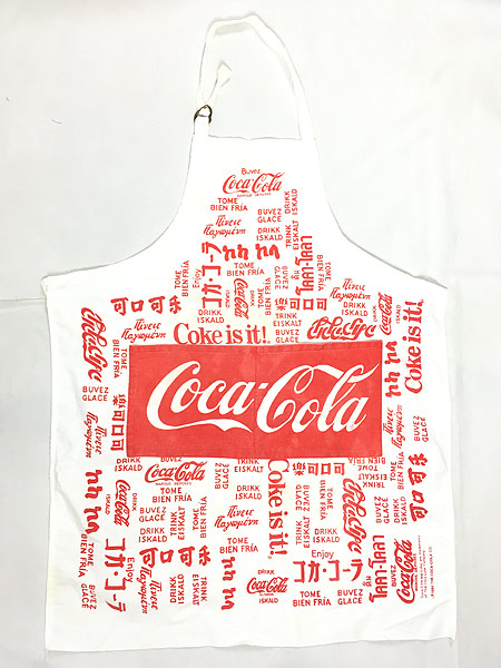 雑貨 古着 80s Coca Cola コーラ クラシック ロゴ 企業 総柄 エプロン 小物 古着 古着 通販 ヴィンテージ古着屋のドラセナ