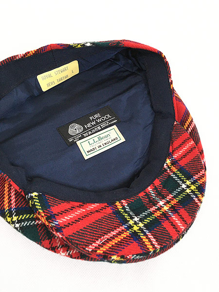 雑貨 古着 80s 英国製 LL Bean タータンチェック ウール ハンチング
