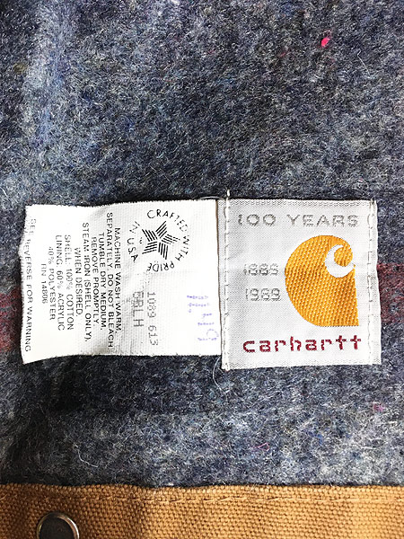 雑貨 古着 80s Carhartt 100周年記念 裏地 ブランケット ブラウン ダック 後付フード キャップ 帽子 Osfa 古着 古着 通販 ヴィンテージ 古着屋 Dracaena ドラセナ