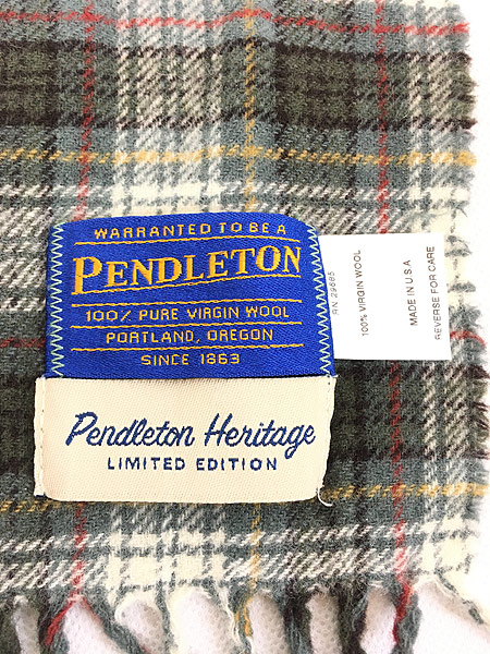 雑貨 古着 USA製 Pendleton ペンドルトン チェック柄 ウール マフラー ストール 古着 - 古着 通販 ヴィンテージ 古着屋  Dracaena ドラセナ