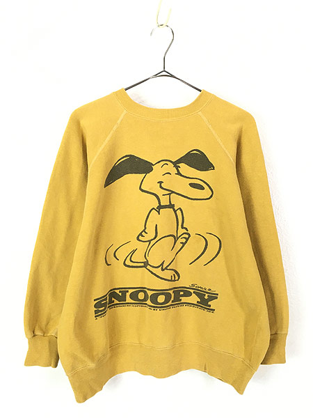 古着 60s Snoopy スヌーピー 両面 染み込み キャラクター スウェット 
