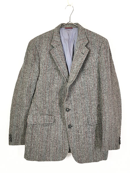 古着 80s USA製 JS.A.Bank × Harris Tweed マルチ ストライプ ツイード