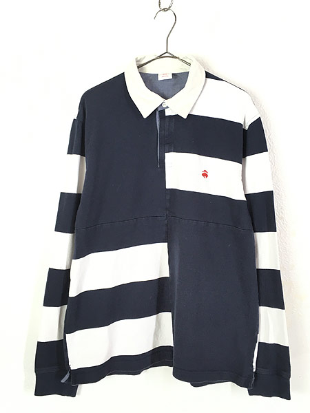古着 Brooks Brothers ボーダー 切替 コットン ラグビー ラガー シャツ XL 古着【30off】 - 古着 通販 ヴィンテージ　 古着屋 Dracaena ドラセナ