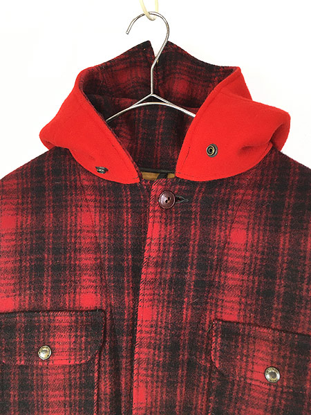 古着 50s WoolRich バッファロー チェック 2way ウール ハンティング ジャケット パーカー 44 古着【30】 - 古着 通販  ヴィンテージ　古着屋 Dracaena ドラセナ