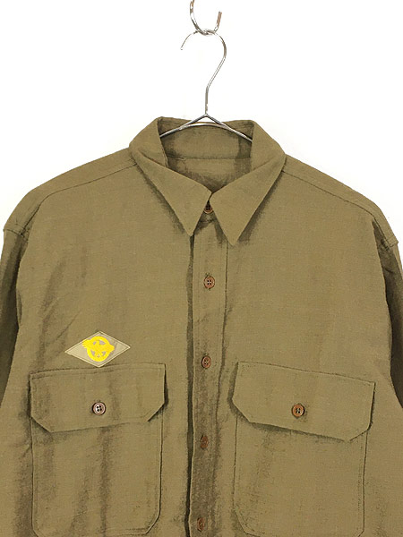 40s US.ARMY ウールシャツ マチ付き ミリタリー - Tシャツ