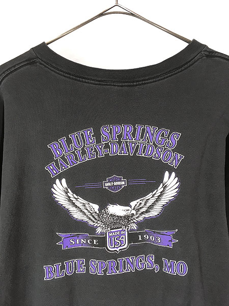 古着 00s USA製 HARLEY DAVIDSON イーグル ファイヤー パターン ロング 