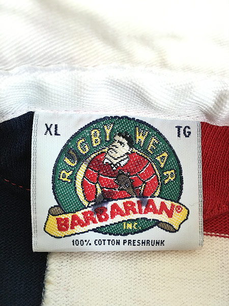 古着 Canada製 BARBARIAN 星条旗 フラッグ パターン ラガー ラグビー 