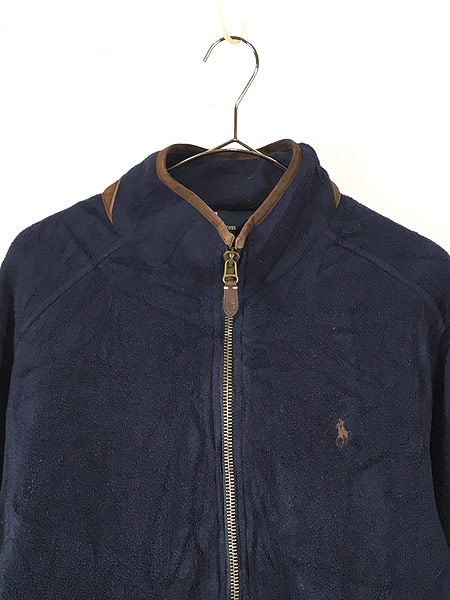 古着 90s POLO Ralph Lauren 本革 スエードレザー パイピング フリース ブルゾン ジャケット L 古着 - 古着 通販 ヴィンテージ古着屋のドラセナ